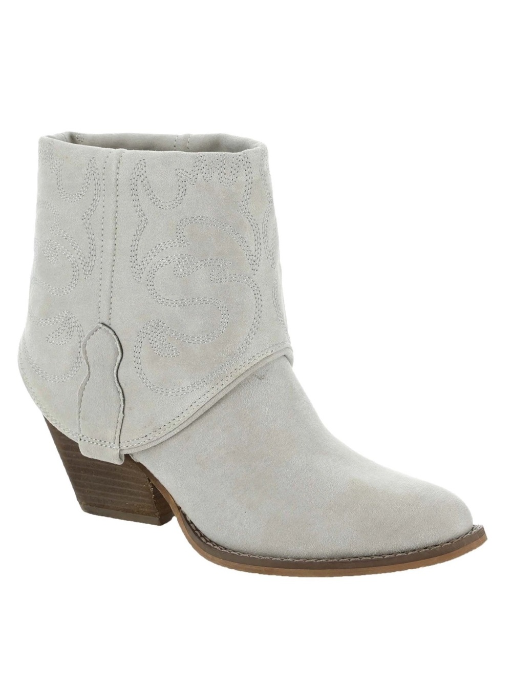 Very G Women's Saylor Cream Fold Over Cuff Faux Suede Western Bootie Sz 9 NWOB